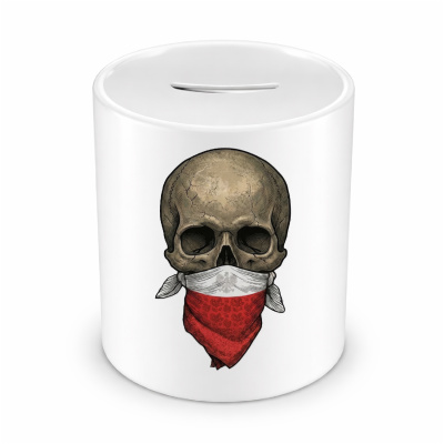 Spardose mit dem Motiv Totenkopf mit Polen Flagge