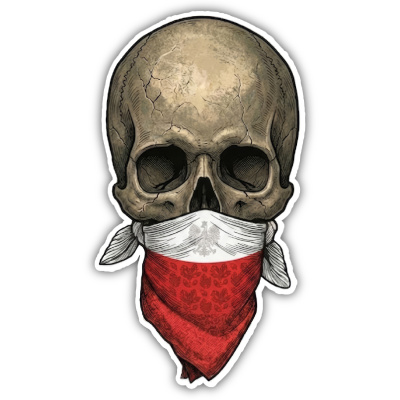Wandtattoo  Totenkopf mit Polen Flagge 