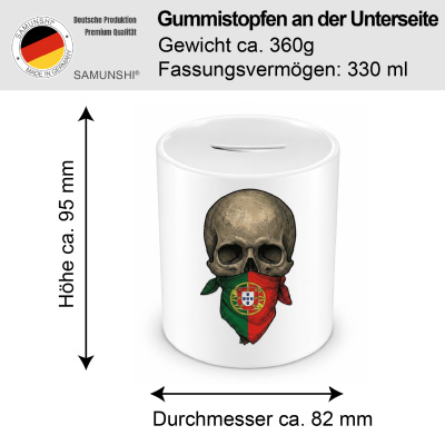 Spardose mit dem Motiv Totenkopf mit Portugal Flagge - Ansicht 2