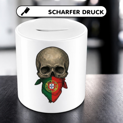 Spardose mit dem Motiv Totenkopf mit Portugal Flagge - Ansicht 5