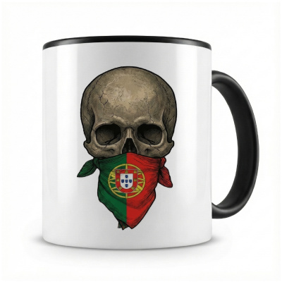 Tasse mit  Totenkopf mit Portugal Flagge 