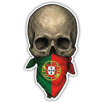 Totenkopf mit Portugal Flagge Maske Aufkleber