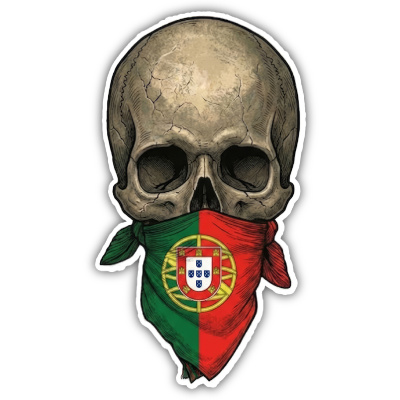 Wandtattoo  Totenkopf mit Portugal Flagge 