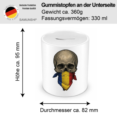 Spardose mit dem Motiv Totenkopf mit Rum�nien Flagge - Ansicht 2