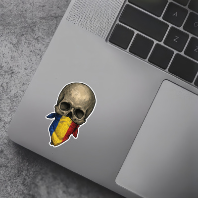 Totenkopf mit Rum�nien Flagge Maske Aufkleber - Ansicht 5