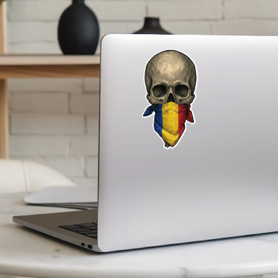 Totenkopf mit Rum�nien Flagge Maske Aufkleber - Ansicht 8