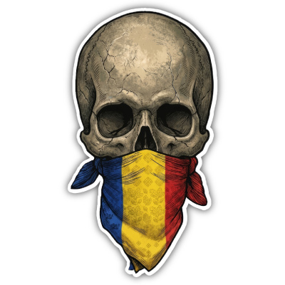 Wandtattoo  Totenkopf mit Rum�nien Flagge 