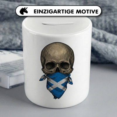 Spardose mit dem Motiv Totenkopf mit Schottland Flagge - Ansicht 3