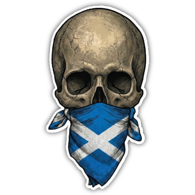 Totenkopf mit Schottland Flagge Maske Aufkleber