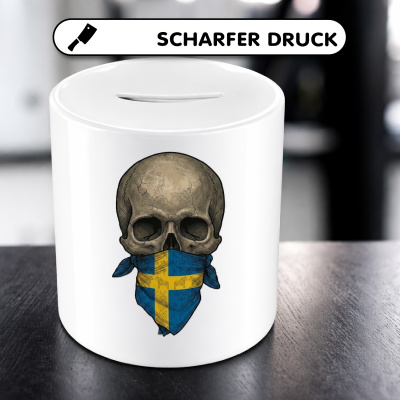 Spardose mit dem Motiv Totenkopf mit Schweden Flagge - Ansicht 5