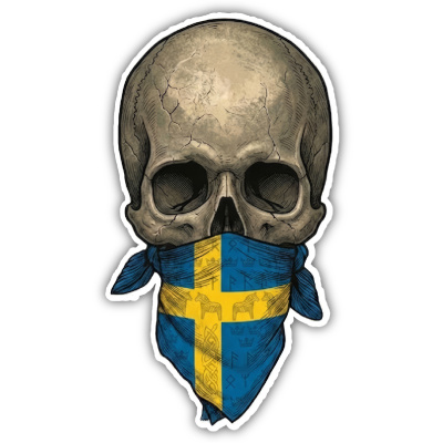 Totenkopf mit Schweden Flagge Maske Aufkleber