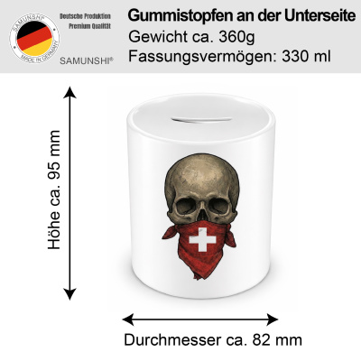 Spardose mit dem Motiv Totenkopf mit Schweiz Flagge - Ansicht 2