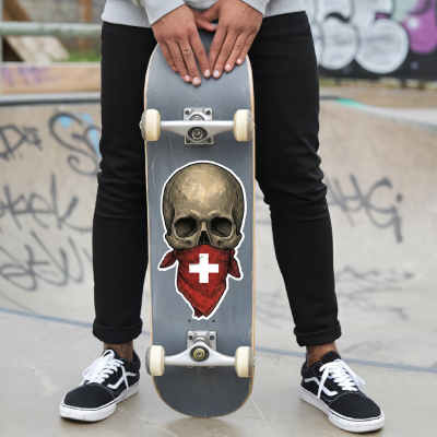 Totenkopf mit Schweiz Flagge Maske Aufkleber - Ansicht 6