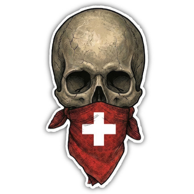 Wandtattoo  Totenkopf mit Schweiz Flagge 