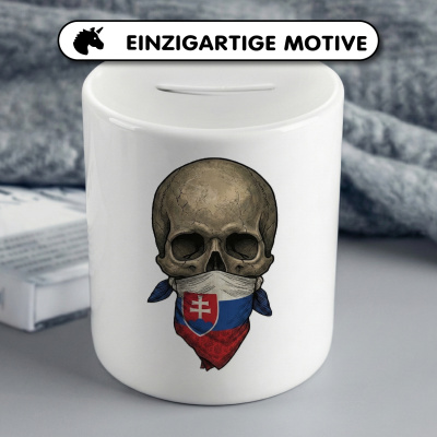 Spardose mit dem Motiv Totenkopf mit Slowakei Flagge - Ansicht 3