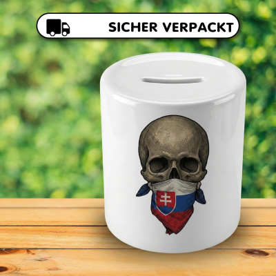 Spardose mit dem Motiv Totenkopf mit Slowakei Flagge - Ansicht 4