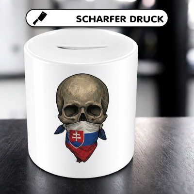 Spardose mit dem Motiv Totenkopf mit Slowakei Flagge - Ansicht 5