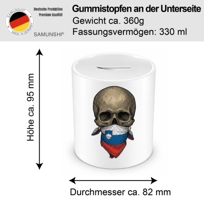 Spardose mit dem Motiv Totenkopf mit Slowenien Flagge - Ansicht 2