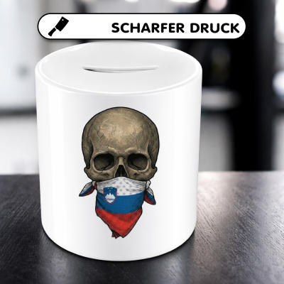 Spardose mit dem Motiv Totenkopf mit Slowenien Flagge - Ansicht 5