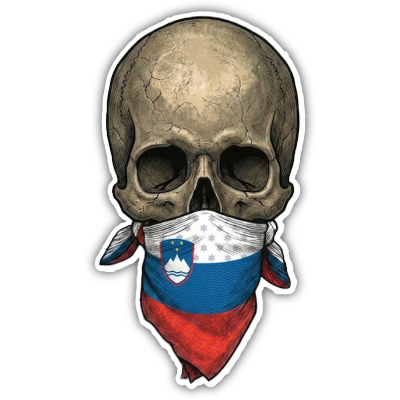 Wandtattoo  Totenkopf mit Slowenien Flagge 
