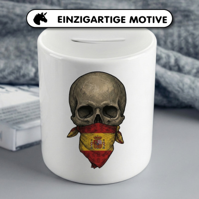 Spardose mit dem Motiv Totenkopf mit Spanien Flagge - Ansicht 3