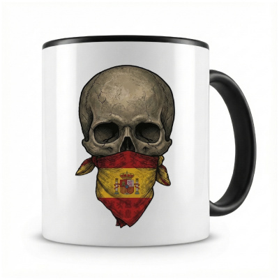 Tasse mit  Totenkopf mit Spanien Flagge 