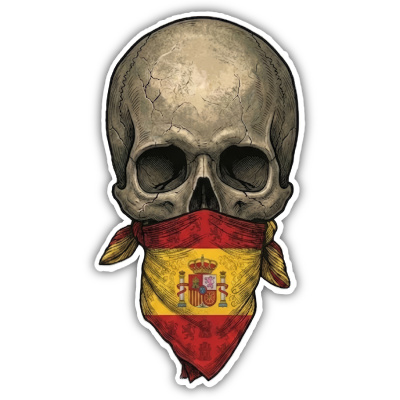 Wandtattoo  Totenkopf mit Spanien Flagge 