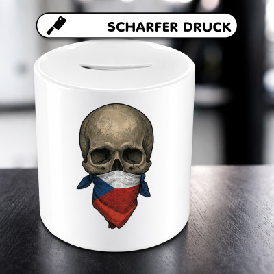 Spardose mit dem Motiv Totenkopf mit Tschechien Flagge - Ansicht 5