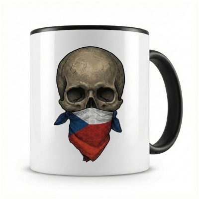 Tasse mit  Totenkopf mit Tschechien Flagge 