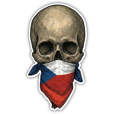 Wandtattoo  Totenkopf mit Tschechien Flagge 