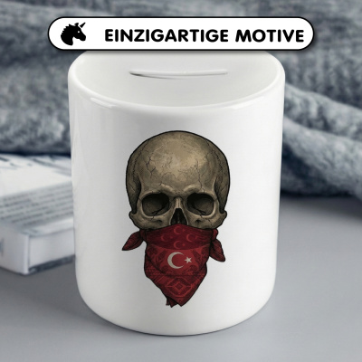 Spardose mit dem Motiv Totenkopf mit T�rkei Flagge - Ansicht 3