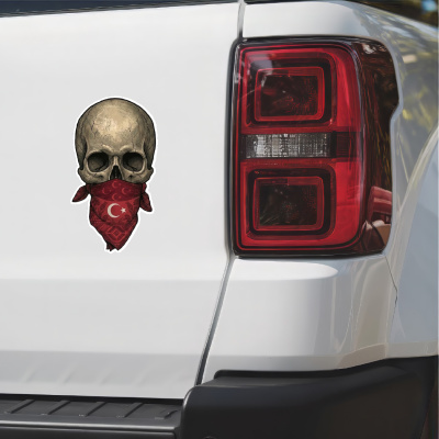 Totenkopf mit T�rkei Flagge Maske Aufkleber - Ansicht 2