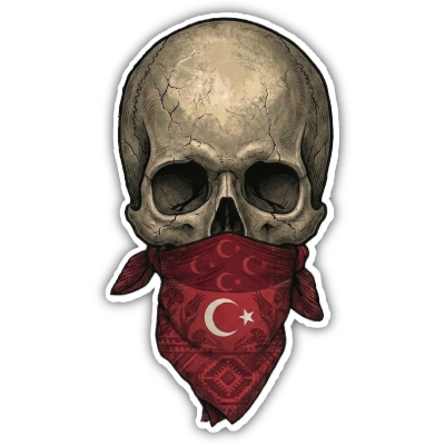 Wandtattoo  Totenkopf mit T�rkei Flagge 
