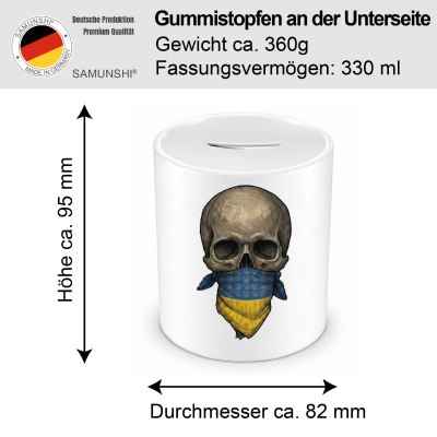 Spardose mit dem Motiv Totenkopf mit Ukraine Flagge - Ansicht 2