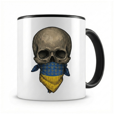 Tasse mit  Totenkopf mit Ukraine Flagge 
