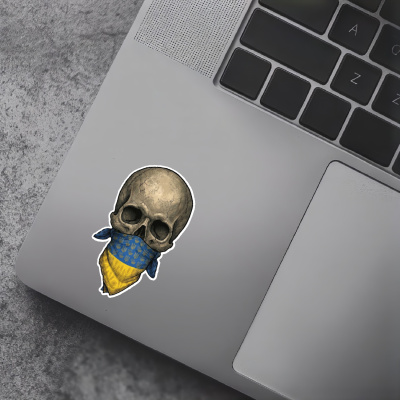 Totenkopf mit Ukraine Flagge Maske Aufkleber - Ansicht 5