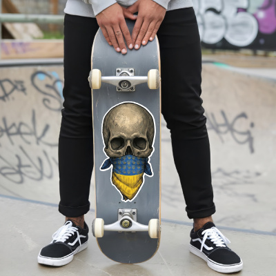 Totenkopf mit Ukraine Flagge Maske Aufkleber - Ansicht 6