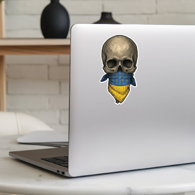 Totenkopf mit Ukraine Flagge Maske Aufkleber - Ansicht 8
