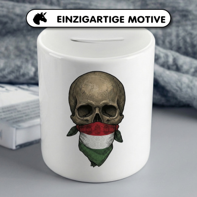 Spardose mit dem Motiv Totenkopf mit Ungarn Flagge - Ansicht 3