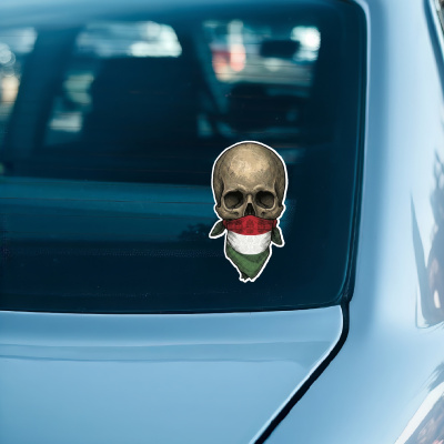 Totenkopf mit Ungarn Flagge Maske Aufkleber - Ansicht 3