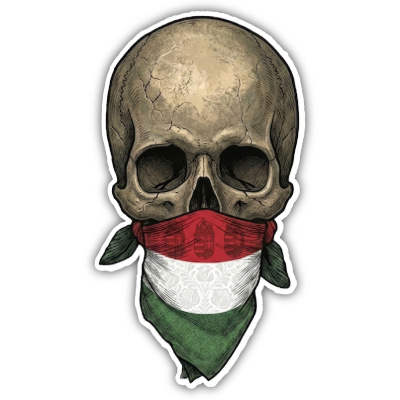 Wandtattoo  Totenkopf mit Ungarn Flagge 