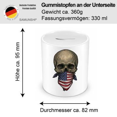 Spardose mit dem Motiv Totenkopf mit Usa Amerika Flagge - Ansicht 2