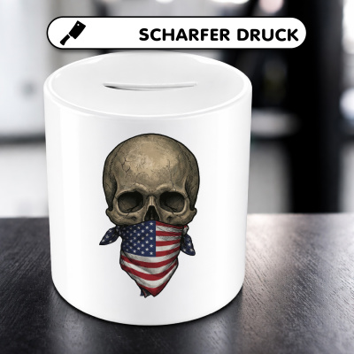 Spardose mit dem Motiv Totenkopf mit Usa Amerika Flagge - Ansicht 5