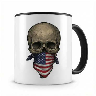 Tasse mit  Totenkopf mit Usa Amerika Flagge 