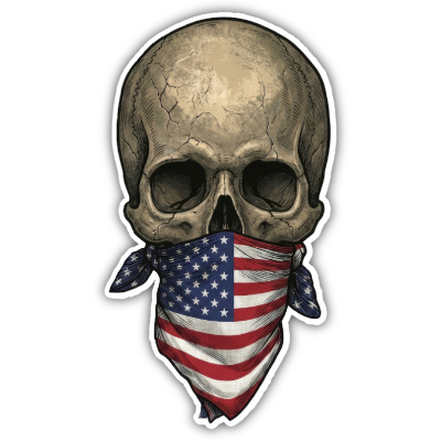 Wandtattoo  Totenkopf mit Usa Amerika Flagge 