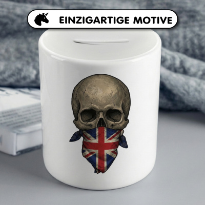 Spardose mit dem Motiv Totenkopf mit Vereinigtes K�nigreich Flagge - Ansicht 3