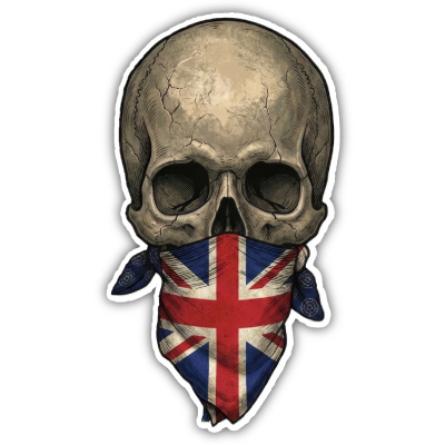 Wandtattoo  Totenkopf mit Vereinigtes K�nigreich Flagge 