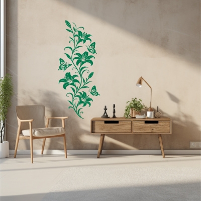 Wandtattoo Lilien Blumenranke mit Schmetterlingen - Ansicht 4