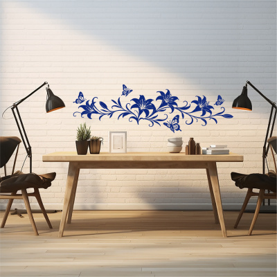 Wandtattoo Lilien Blumenranke l�nglich mit Schmetterlingen - Ansicht 5