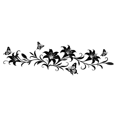 Wandtattoo Lilien Blumenranke l�nglich mit Schmetterlingen